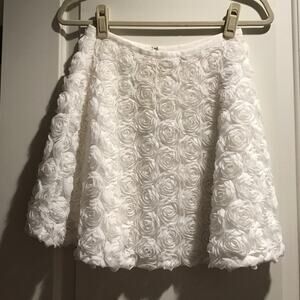 Club Monaco white lace 3D Rose flower A line skirt Mini Bridal 10
